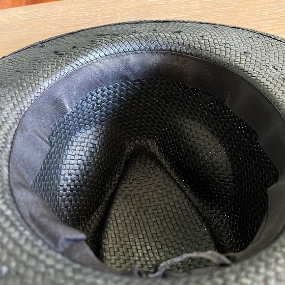 Ace of something black straw fedora hat M - Picture 7 of 11